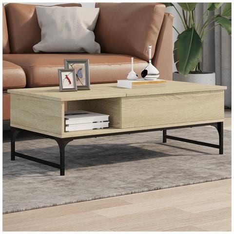 Tavolino Salotto Rovere Sonoma 100x50x35 Cm Multistrato Metallo - Foto 1