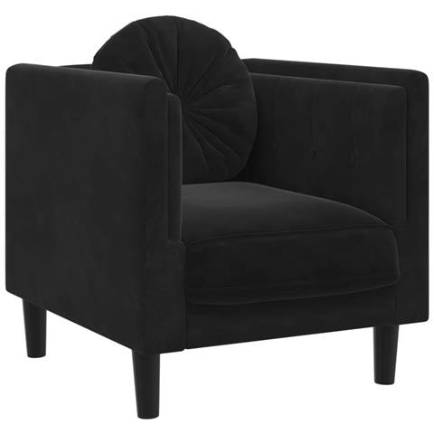Poltrona Con Cuscino Nero In Velluto - Foto 1