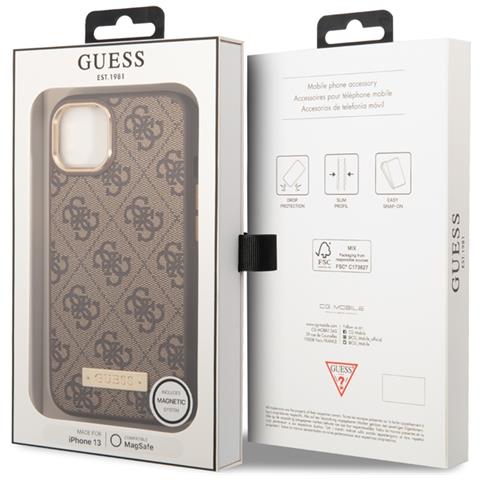 Cover Per Iphone 14 Plus Pu 4g Metal Plate, Marrone - Foto 2