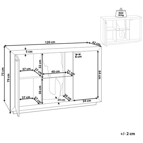Credenza Led In Legno Chiaro E Nero 120 X 42 Cm Marana - Foto 4