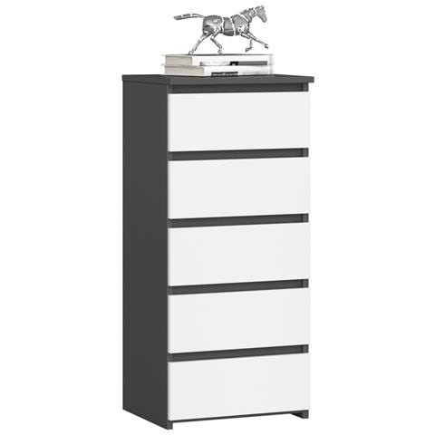 Cassettiera CL5, 5 cassetti, 40x35x92 cm, Colore Grigio Grafite e Bianco - Foto 1