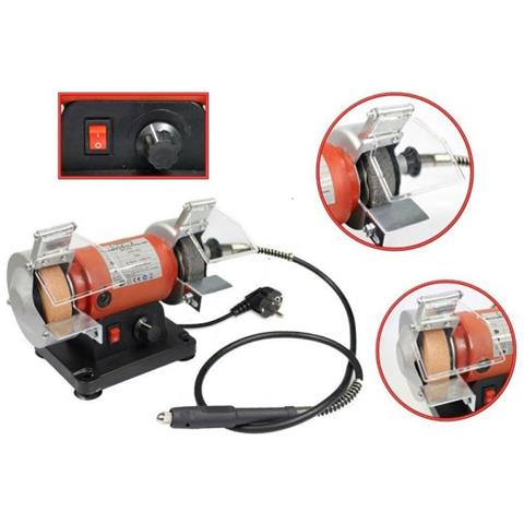Trade Shop - Mola Da Banco Smerigliatrice 120w Con Mini Trapano Drill Pietra Spazzola Lucidare - Foto 1