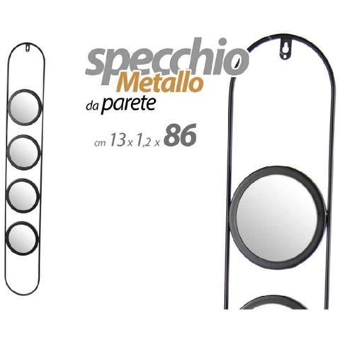 Trade Shop - Specchio Parete Metallo 4 Posti Nero Bagno Salotto Decorativo 13x1,2x86cm 818851 - Foto 1