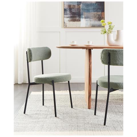 Sedia Da Pranzo Set Di 2 Bouclé Verde Chiaro Allison - Foto 1