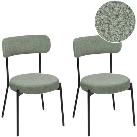 Sedia Da Pranzo Set Di 2 Bouclé Verde Chiaro Allison - Foto 2