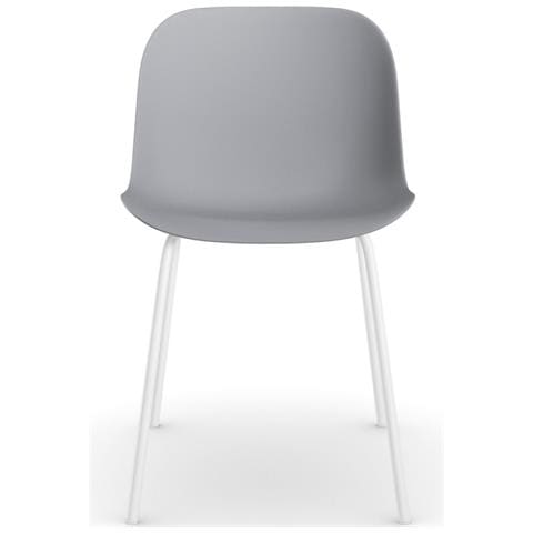 Ocean Set Di 2 Sedie Da Pranzo In Plastica Grigia Con Gambe In Metallo Bianco - Foto 2