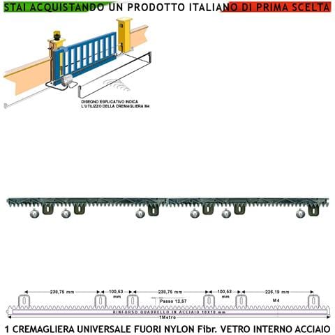 Cremagliera Antiusura Universale M4 Da 1 Metro In Nylon Fibra Vetro Interno Acciaio Portata Garantita 6 Q.li 6 Viti Au - Foto 1