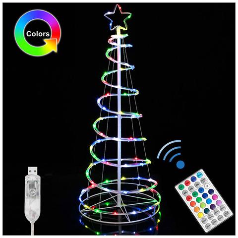 Albero Di Natale Luminoso 73 Luci A Led Spirale Per Interno Ed Esterno 120 Cm - Foto 2