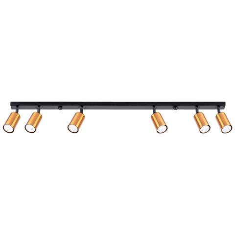 Lampada Da Soffitto Winx 6l Nero /coop Sl. 1380 - Moderno Lampade Da Soffitto Nero /rame 18.5x118x6 Cm - Foto 1