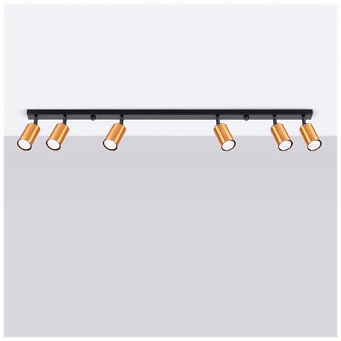 Lampada Da Soffitto Winx 6l Nero /coop Sl. 1380 - Moderno Lampade Da Soffitto Nero /rame 18.5x118x6 Cm - Foto 2