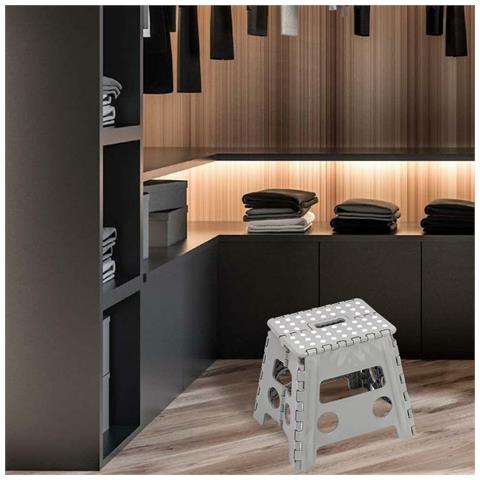 Sgabello Multiuso Pieghevole Clic-clac 30x22x32 In Plastica Richiudibile Grigio - Foto 2