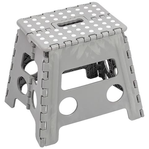 Sgabello Multiuso Pieghevole Clic-clac 30x22x32 In Plastica Richiudibile Grigio - Foto 1