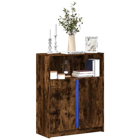 Credenza con LED Rovere Fumo 77x34x100 cm in Legno Multistrato - Foto 2