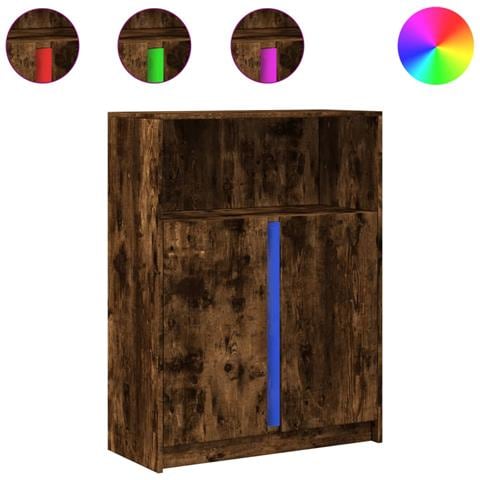 Credenza con LED Rovere Fumo 77x34x100 cm in Legno Multistrato - Foto 1