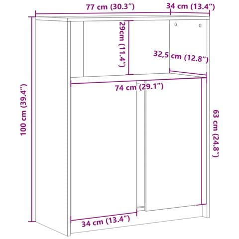 Credenza con LED Rovere Fumo 77x34x100 cm in Legno Multistrato - Foto 10