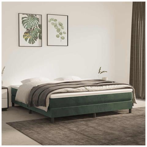 Materasso A Molle Verde Scuro 160x210x20 Cm In Velluto - Foto 1