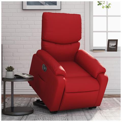 Poltrona Alzapersona Reclinabile Elettrica Rossa In Similpelle - Foto 1