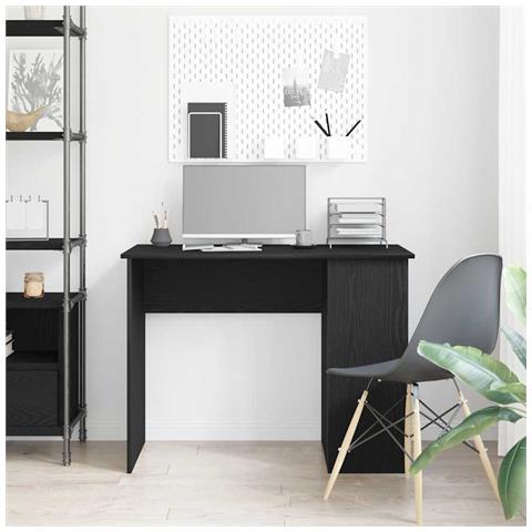 Scrivania Rovere Nero 100x55x75 Cm In Legno Multistrato - Foto 3