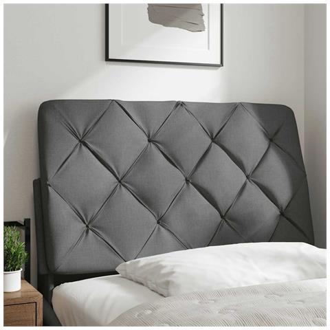 Cuscino Testiera Grigio Scuro 90 Cm In Tessuto - Foto 2
