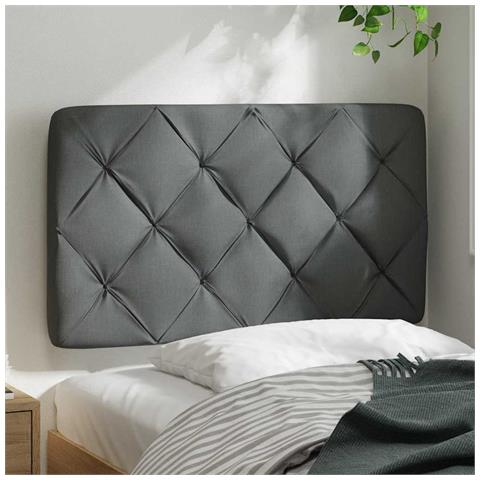Cuscino Testiera Grigio Scuro 90 Cm In Tessuto - Foto 3