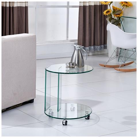 Tavolino Rotondo Salice In Vetro Temperato 54x45x50 Cm - Foto 1