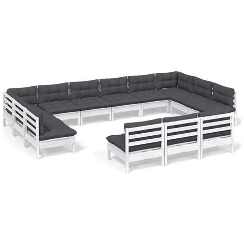 Lusso Casadino -  Set Divani Da Giardino 13 Pz Con Cuscini Bianchi Legno Di Pino - Foto 1