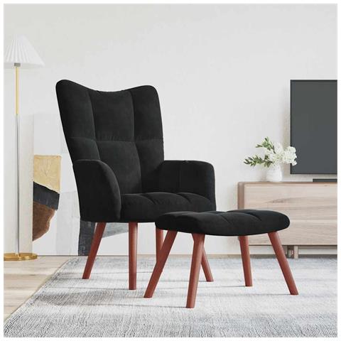 Lusso Casadino - Poltrona Relax Con Poggiapiedi Nero In Velluto - Foto 8