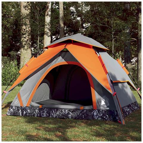 Tenda a Cupola 4 Persone Grigio e Arancione a Rilascio Rapido - Foto 1