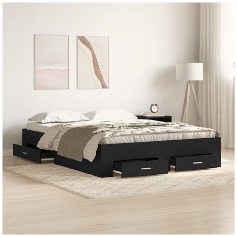 Struttura letto con cassetti Rovere nero Legno ingegnerizzato - Foto 2
