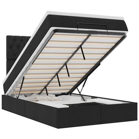 Struttura Letto Pouf con Materasso Nero 120x190 cm in Tessuto - Foto 1