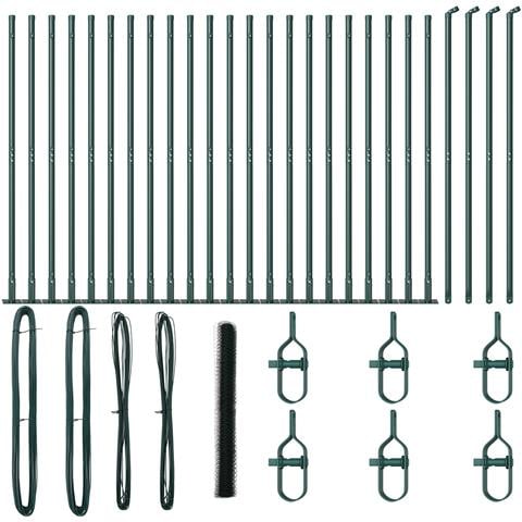 Recinzione Esagonale  Verde 1.4x50 m Acciaio, Pali di Recinzione  con Piattaforme di Base 13 pcs Ø32mm 78.5cm Acciaio Zincato - Foto 1