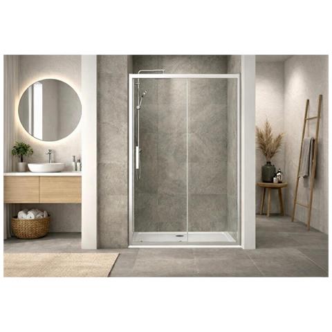 Box Doccia A Nicchia 110 Cm Porta Scorrevole Apertura Laterale H195 Cm Alba Cromato - Foto 6