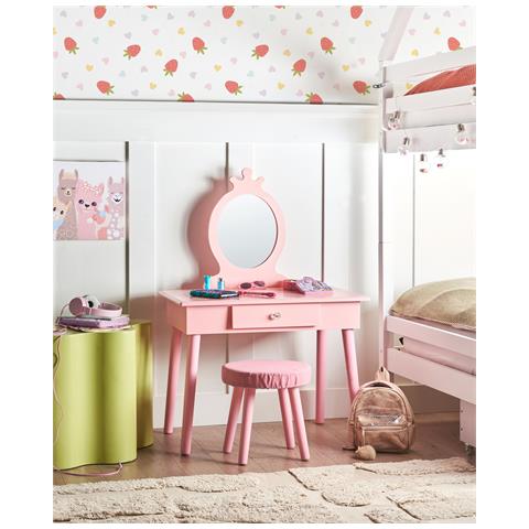 Tavolo Da Toilette Per Bambini Con Sgabello Margie Rosa - Foto 1