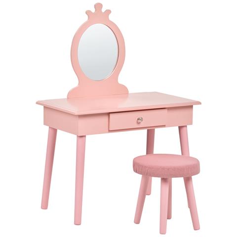 Tavolo Da Toilette Per Bambini Con Sgabello Margie Rosa - Foto 2