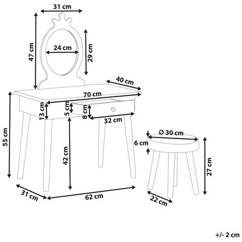 Tavolo Da Toilette Per Bambini Con Sgabello Margie Rosa - Foto 7