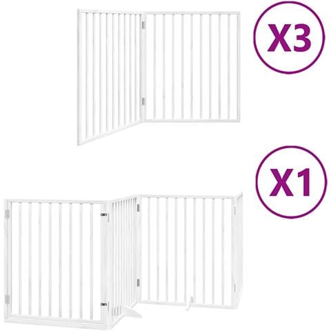 Cancello Cani Porta Pieghevole Bianco 10 Pannelli 800 cm Pioppo - Foto 1