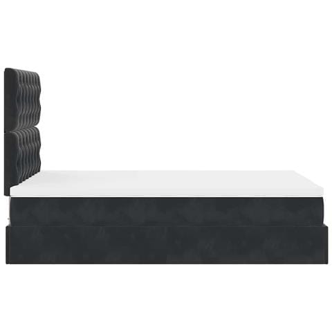 Struttura Letto Pouf con Materassi Nero 120x200 cm Velluto - Foto 9