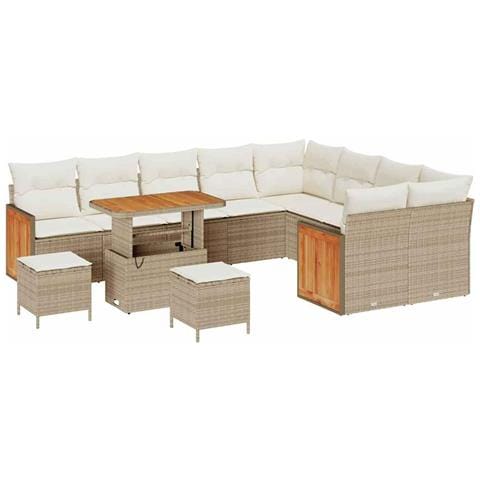 Set Divano da Giardino 12 pcs Beige e Crema 90 x 55 x 71 cm - Foto 1
