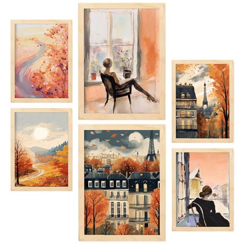 Set Di 6 Stampe Poster ""affascinante Nelle Donne"", Dipinti Decorativi Estetici Per Il Tuo Soggiorno, Camera Da Letto, Casa A3 & A4 Telaio In Legno Chiaro - Foto 1