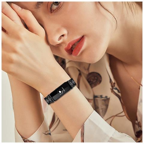 Elegante Cinturino In Acciaio Inossidabile Con Diamanti Compatibile Con Fitbit Inspire 1/2/hr Black - Foto 5