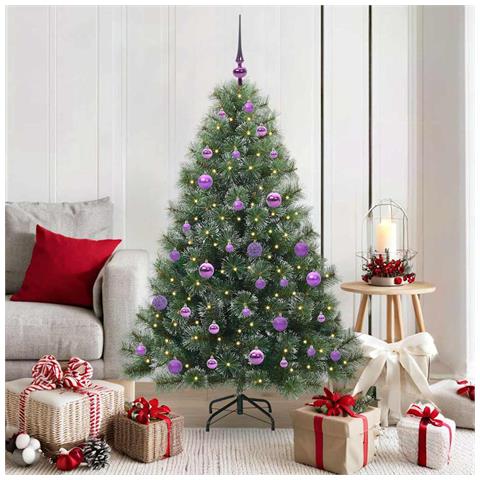 Albero di Natale artificiale con 150 LED Verde 150 cm PE e PVC - Foto 2