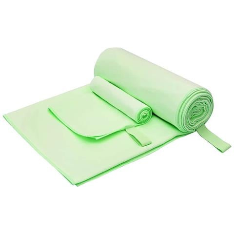 Set di Asciugamani Sportivi 2 pcs Verde Tessuto - Foto 1