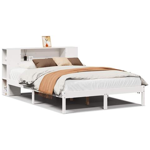 Letto Libreria senza Materasso Bianco 135x190 cm Legno di Pino - Foto 1
