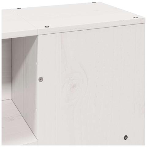 Letto Libreria senza Materasso Bianco 135x190 cm Legno di Pino - Foto 9