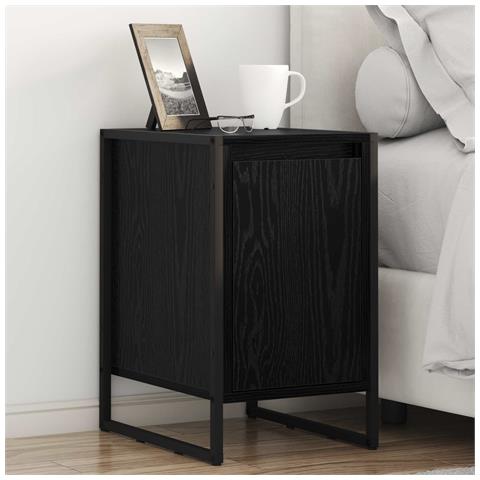 Comodino Rovere Nero 39,5 x 30 x 50 cm Legno multistrato - Foto 2