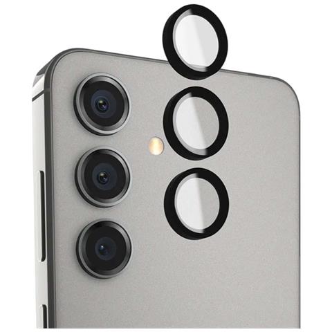 Protezione Per Fotocamera Galaxy S24 In Alluminio Con Anello Antiurto, Nero Trasparente - Foto 1