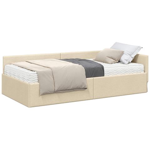 Struttura Letto Angolare con Materasso 2 pcs Crema Tessuto - Foto 1