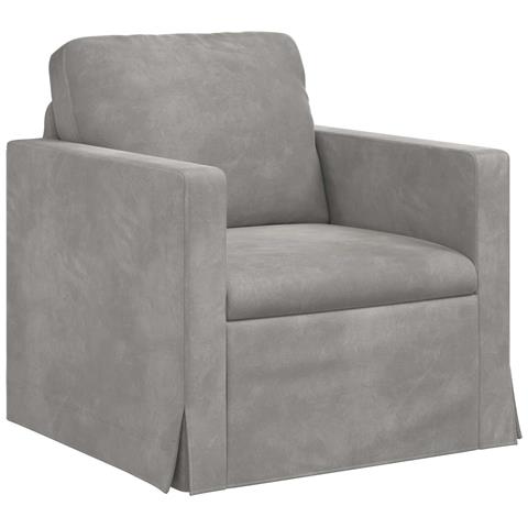Divano Grigio chiaro 78 x 78 x 80 cm Velluto - Foto 1