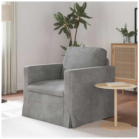Divano Grigio chiaro 78 x 78 x 80 cm Velluto - Foto 2