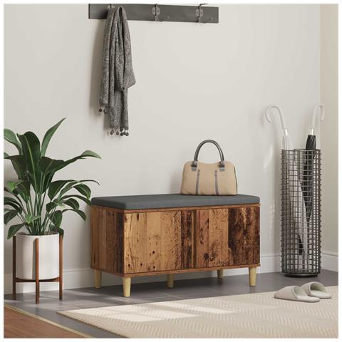 Panca per ingresso con cuscino Legno vecchio 80 x 38 x 46 cm - Foto 2